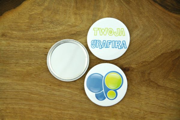 personalizowane lusterko kieszonkowe z nadrukiem - buttony z lusterkiem
