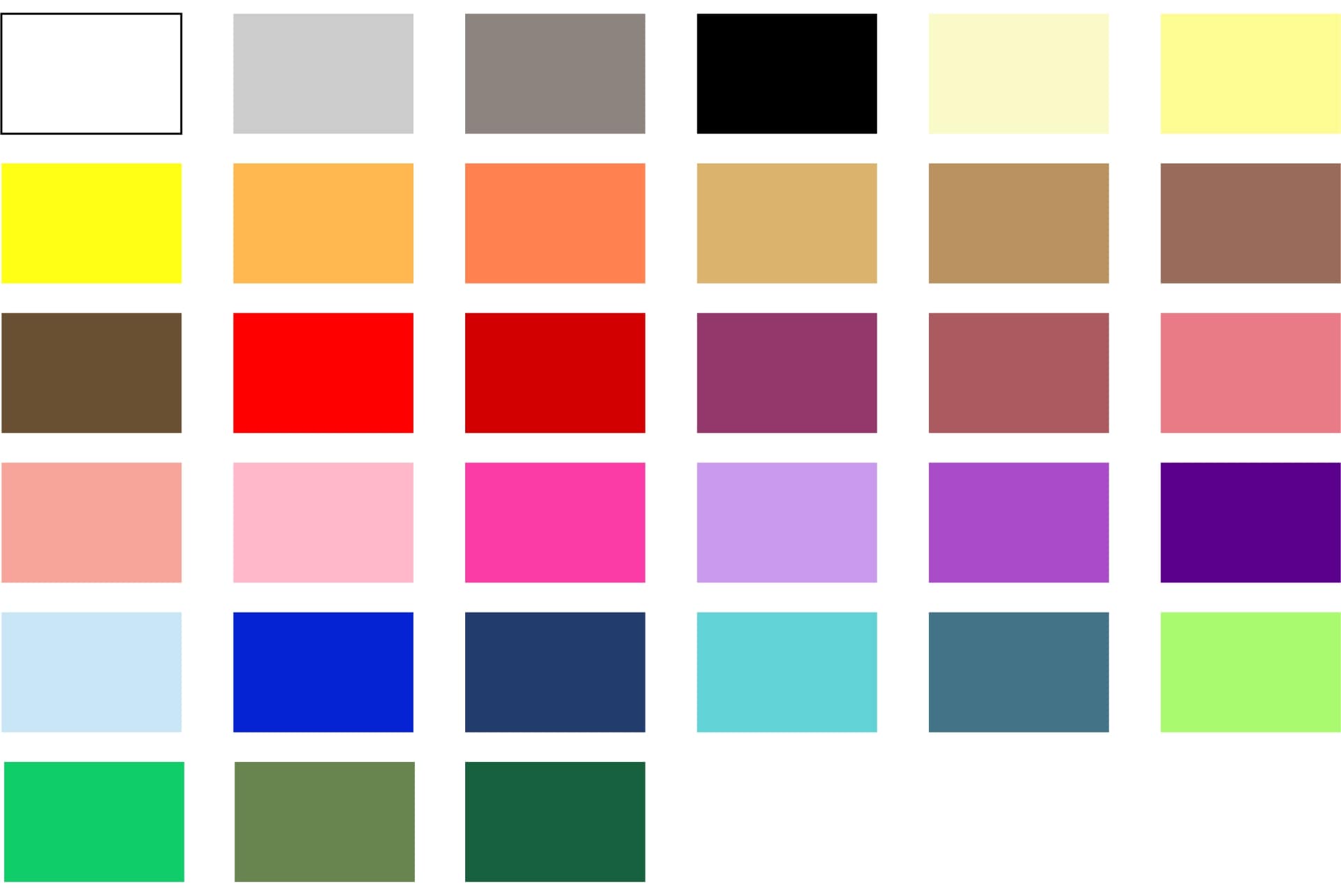 paleta kolorów kotylionów