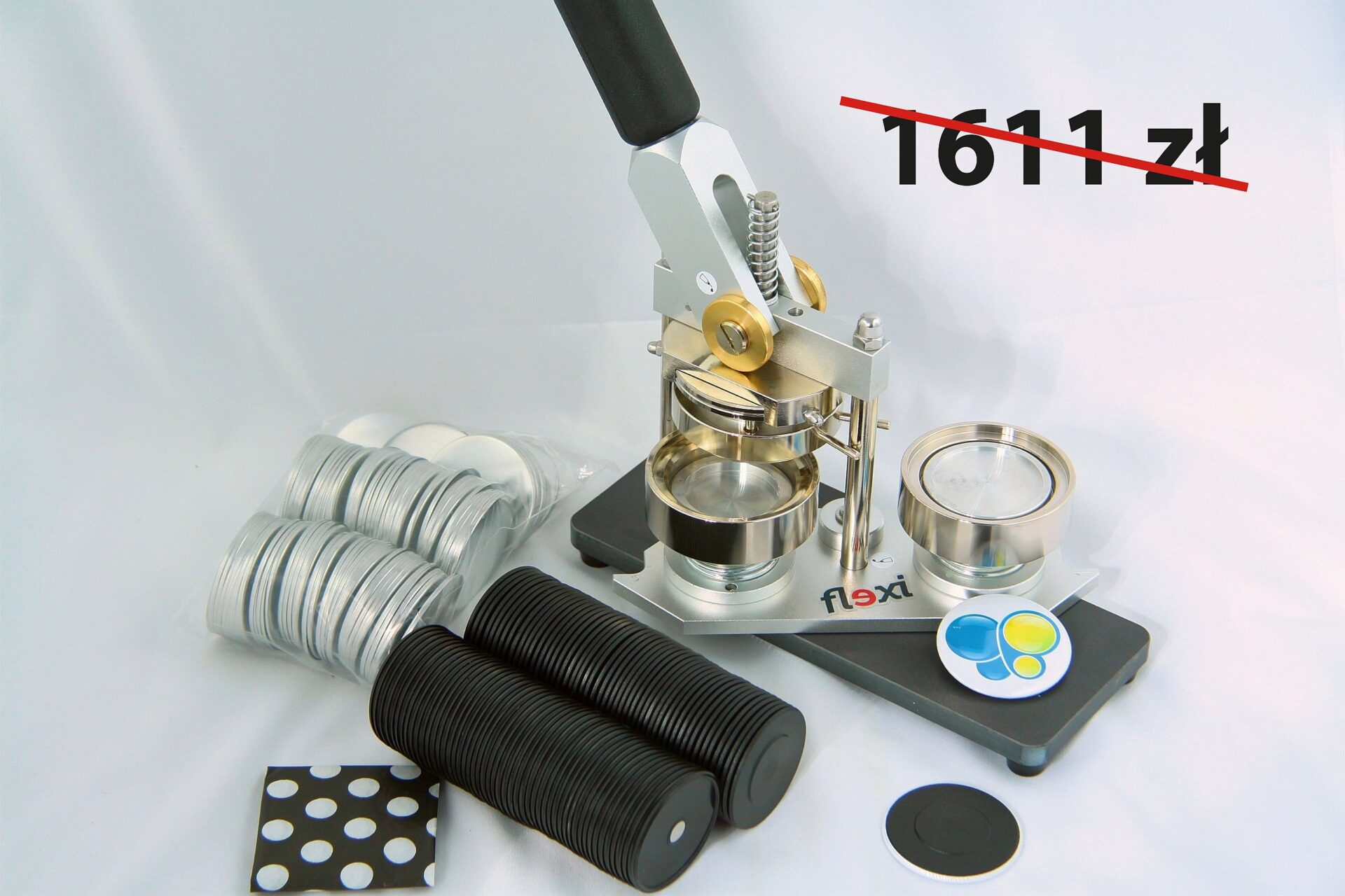 zestaw MG Flexi 59mm 100szt maszyna do robienia magnesów flexi 59 i 100 szt komponentów